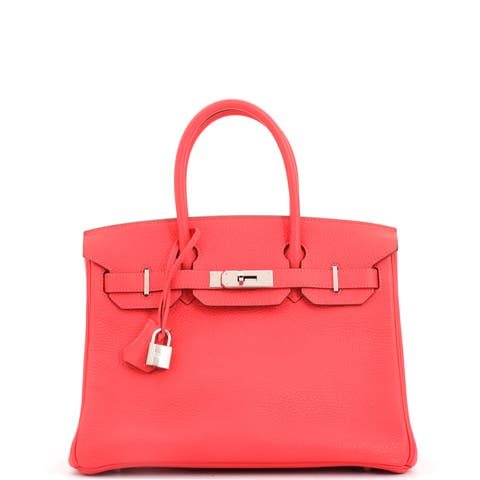 Birkin Handbag Pink Clemence with Palladium Hardware 30