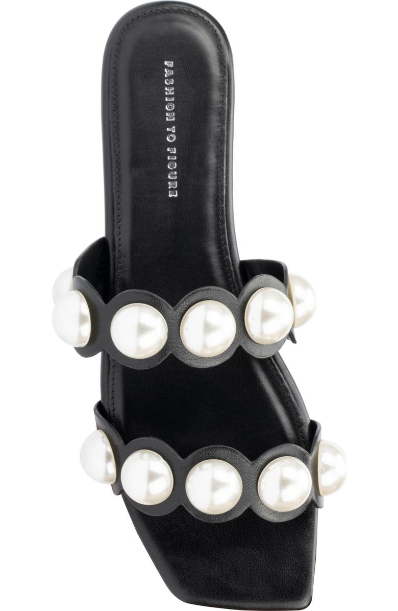 Fashion to Figure Sage Faux Pearl Studded Slide Sandal - Wide Width, Alternate, color, Black