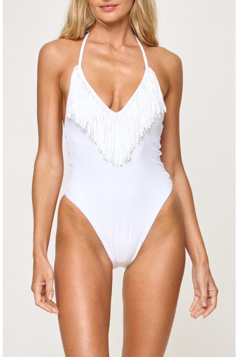 Deert Days Fringe One-Piece Swimsuit, Main, color, WHITE