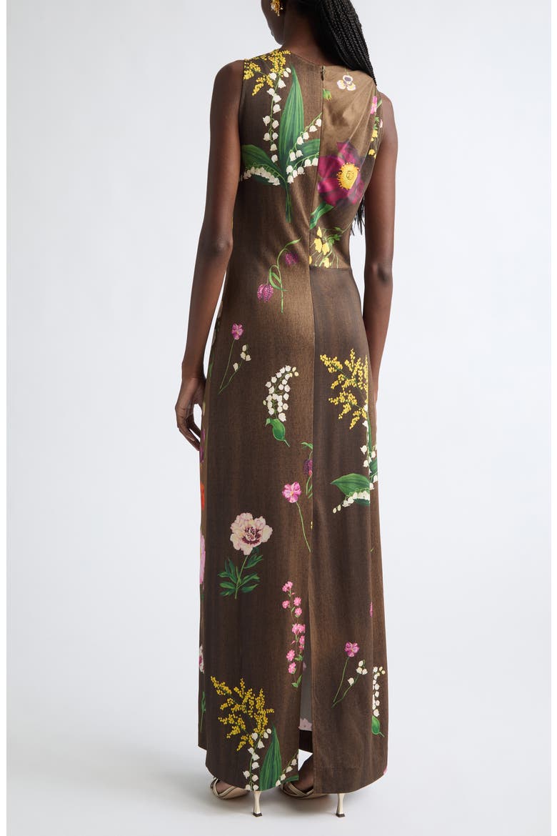 Mixed Botanical Milano Jersey Dress, Alternate, color, BROWN MULTI