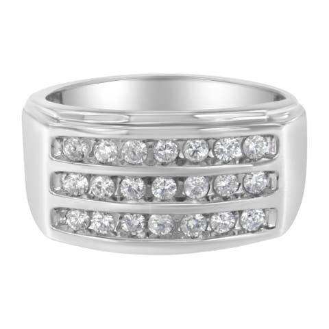 14K White Gold Men's Diamond Channel Set Band Ring