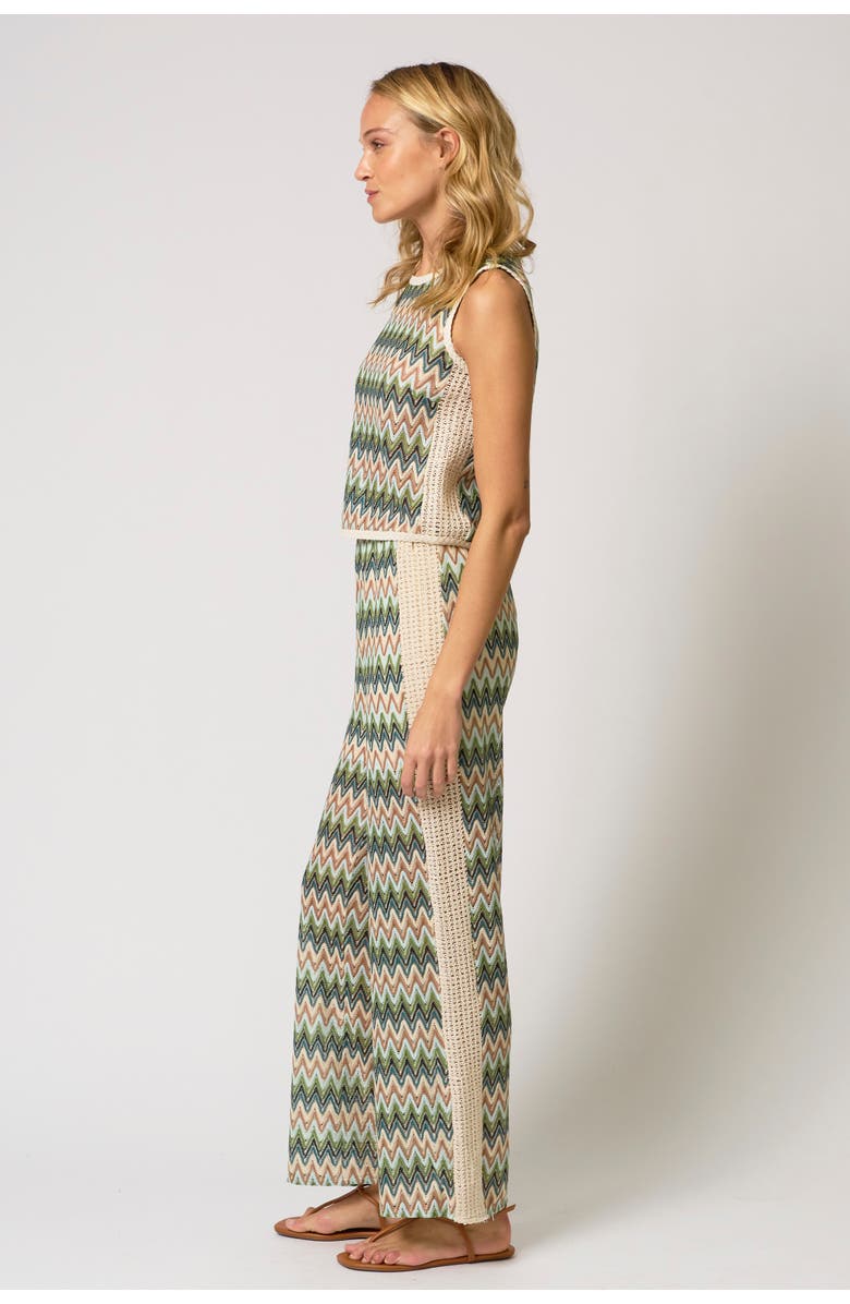 Central Park West Celine Rainbow Crochet Knit Button-Back Shell, Alternate, color, Neutral Multi