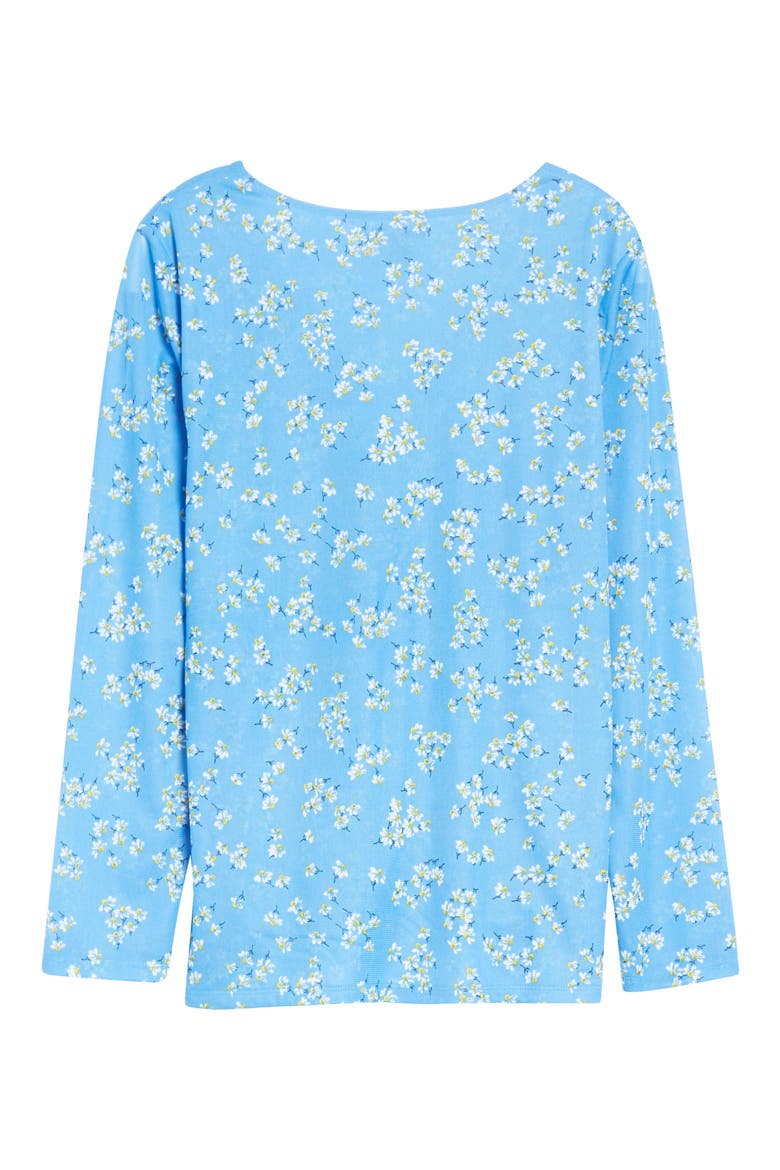 Gathered Mesh Top, Alternate, color, BLUE CAMP FLORAL