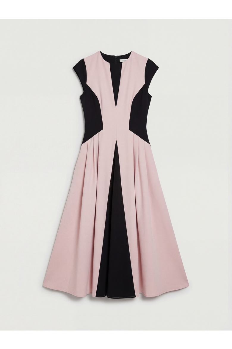 Petite Crepe Colour Block Midi Dress, Alternate, color, Blush