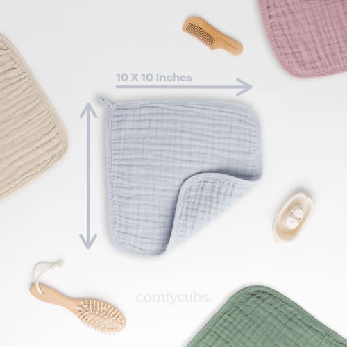 Comfy Cubs Baby Muslin Cotton Washcloths In Slate