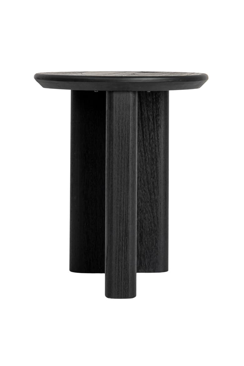 Asymmetrical Firwood Round End Table, Black, Alternate, color, Black