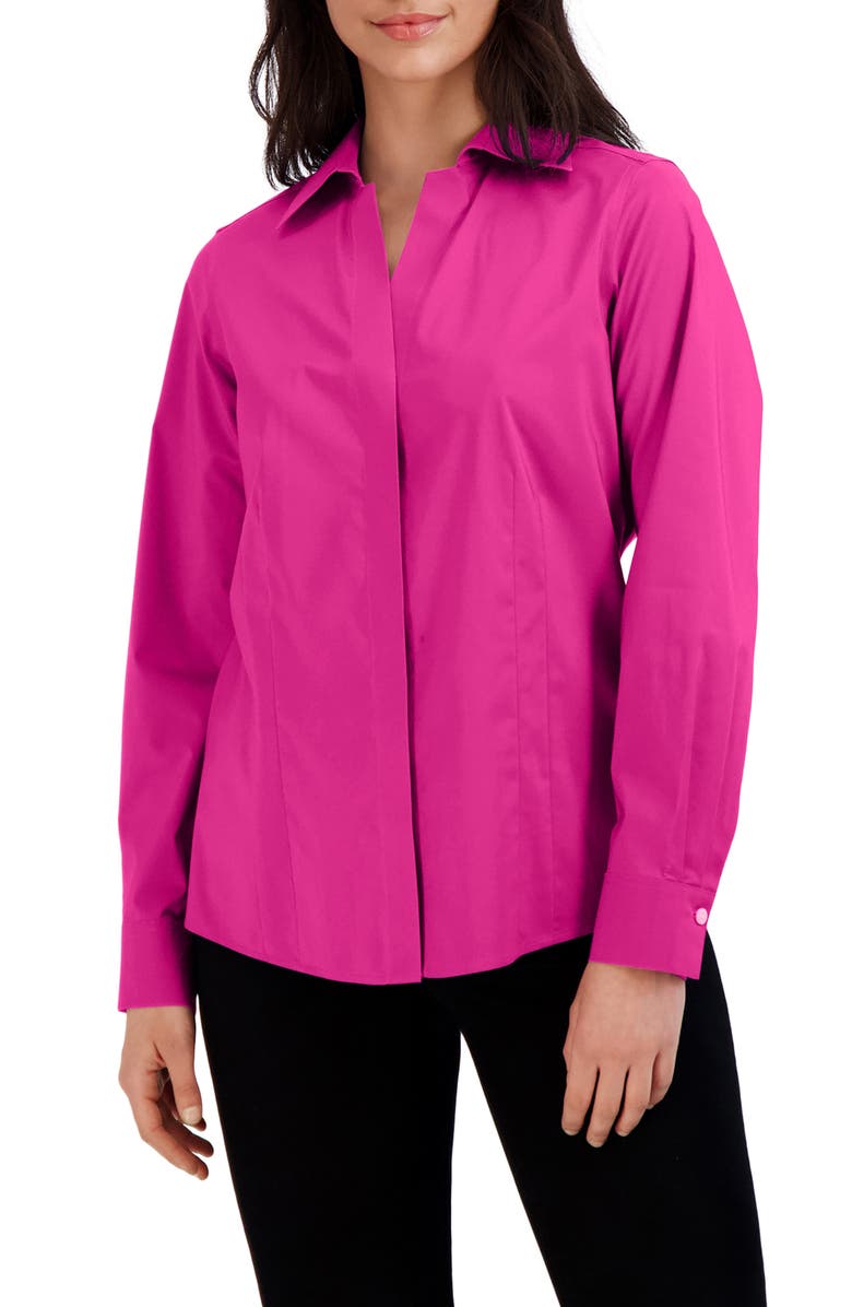 Foxcroft Taylor Stretch Shirt, Main, color, Azalea
