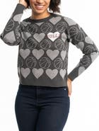 LUSSO Women's Lusso Charcoal Chicago Bulls Basketball Love Swarovski Crystal Intarsia Pullover Sweater