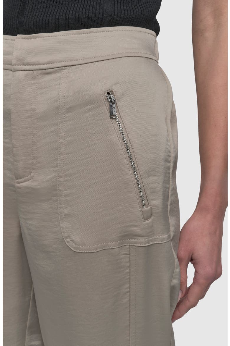 Zip Pocket Satin Pants, Alternate, color, PEBBLE