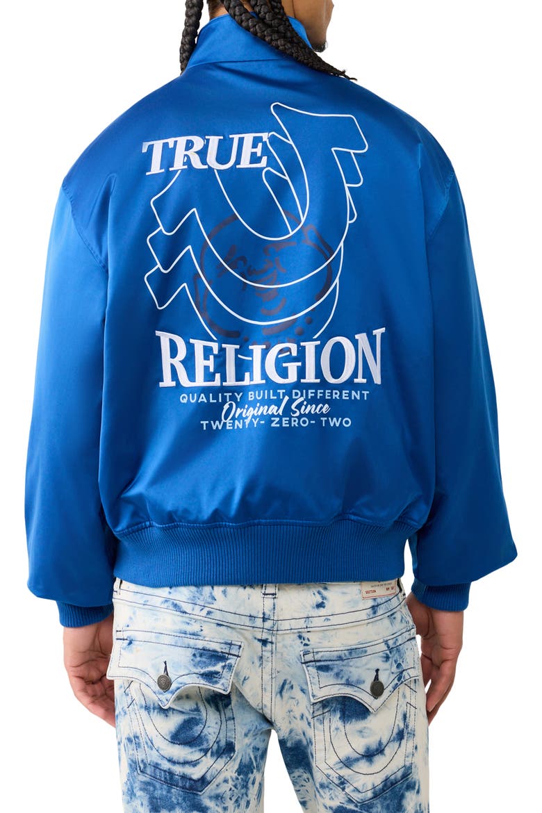 Logo Screenprint Bomber Jacket, Alternate, color, PACIFIC BLUE