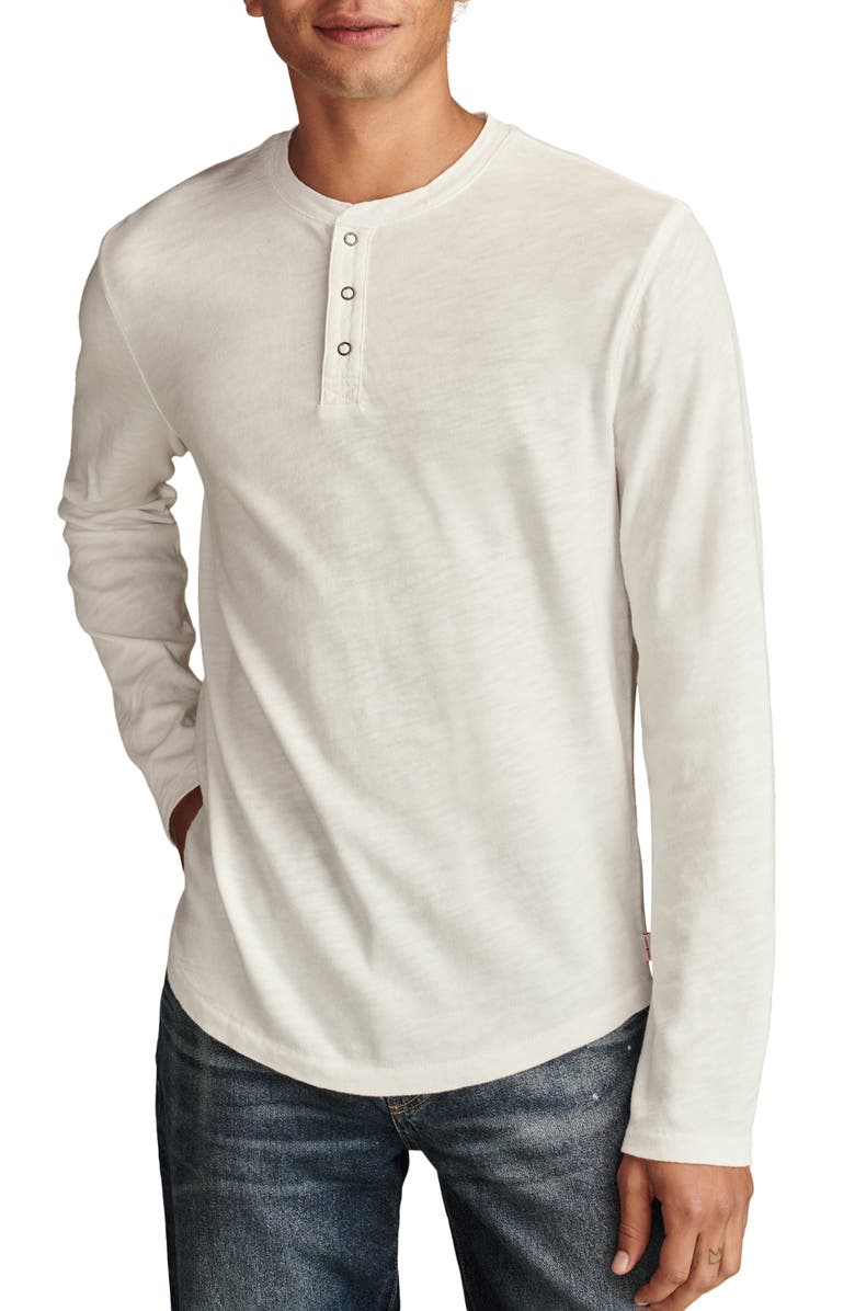 Lucky Brand Weekend Long Sleeve Slubbed Henley, Main, color, Bright White