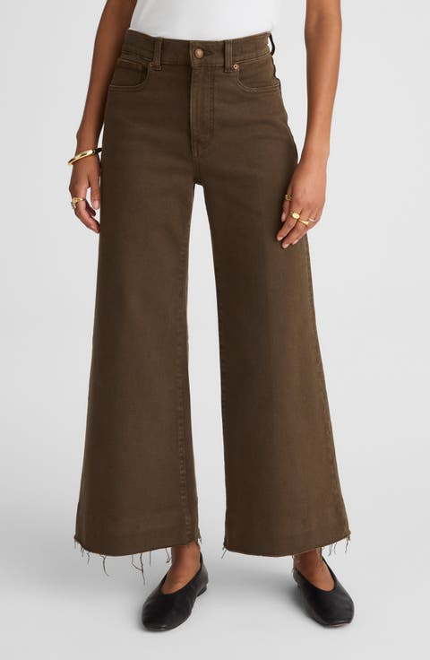 The Flare Wide Leg Crop Jeans (Dark Mocha)