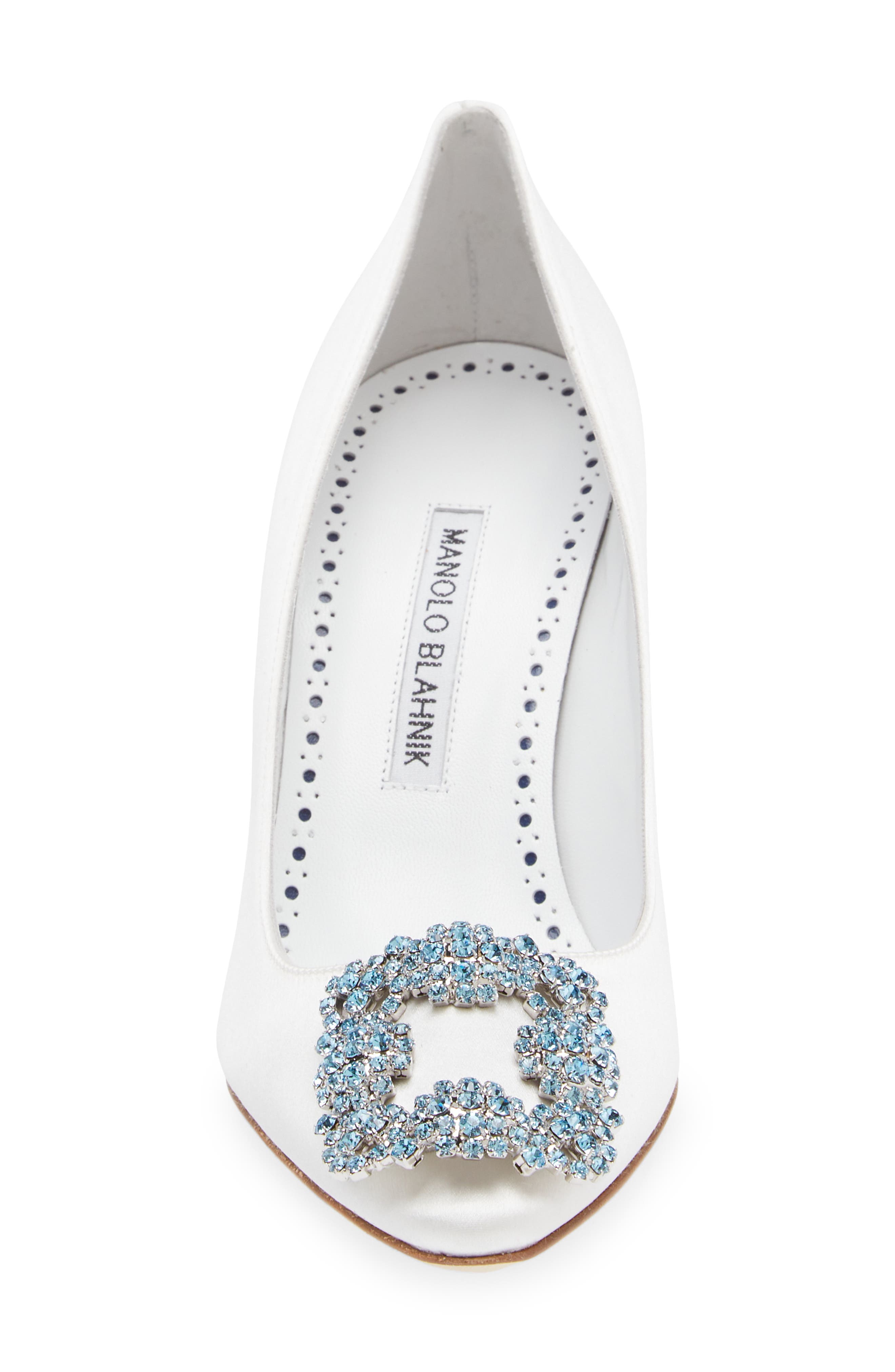 Manolo Blahnik Hangisi Blue Buckle Pump, Alternate, color, 