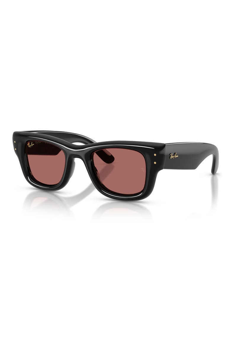 Wayfarer Puffer 50mm Square Sunglasses, Alternate, color, BLACK / DARK VIOLET