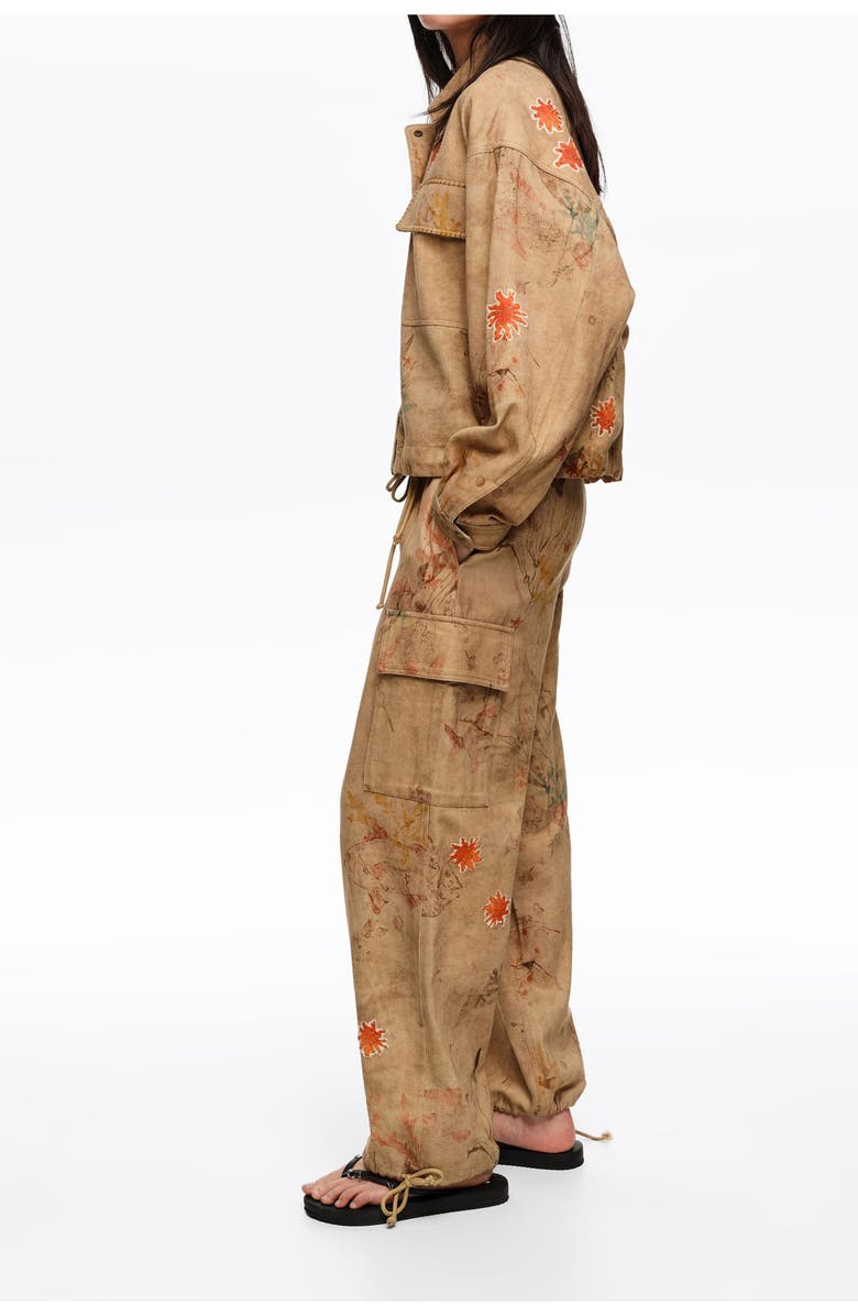 Bimba y Lola Cropped Jacket With Stitching And Patches, Alternate, color, Underwater Garden