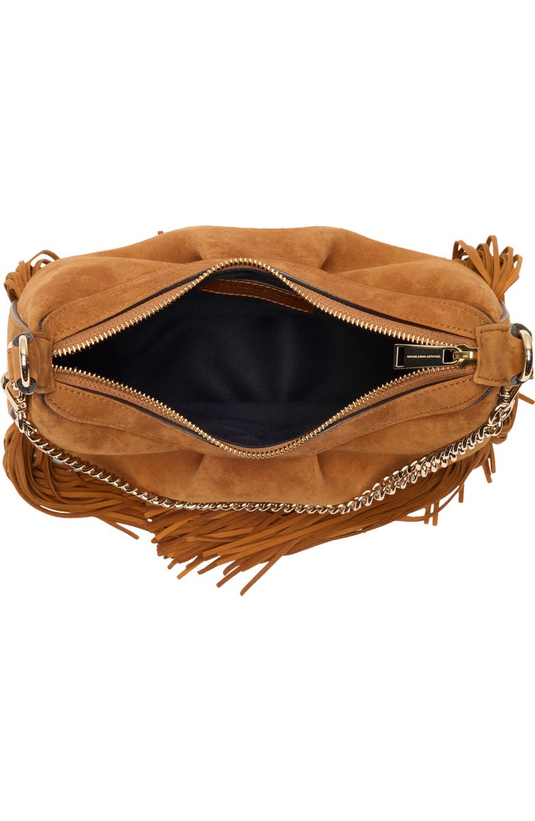 Stuart Weitzman Crescent Fringe Crossbody Bag, Alternate, color, Camel