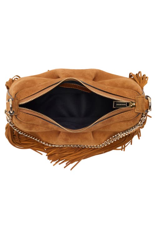 Stuart Weitzman Crescent Fringe Crossbody Bag In Brown