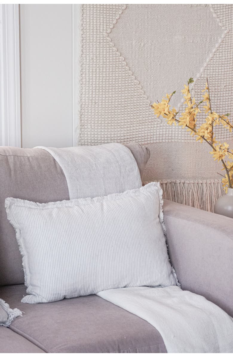 Anaya So Soft Linen Pillow with Down Insert, Alternate, color, Grey