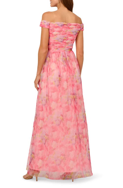 ADRIANNA PAPELL ADRIANNA PAPELL SWEETPEA OFF THE SHOULDER TULLE GOWN