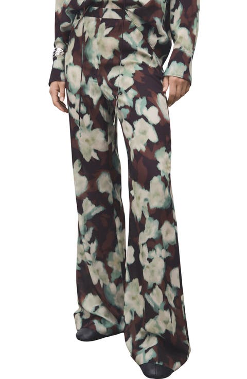 Floral Print Flare Leg Pants