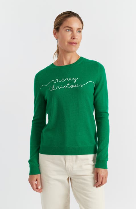 Wool-Cashmere Merry Christmas Sweater