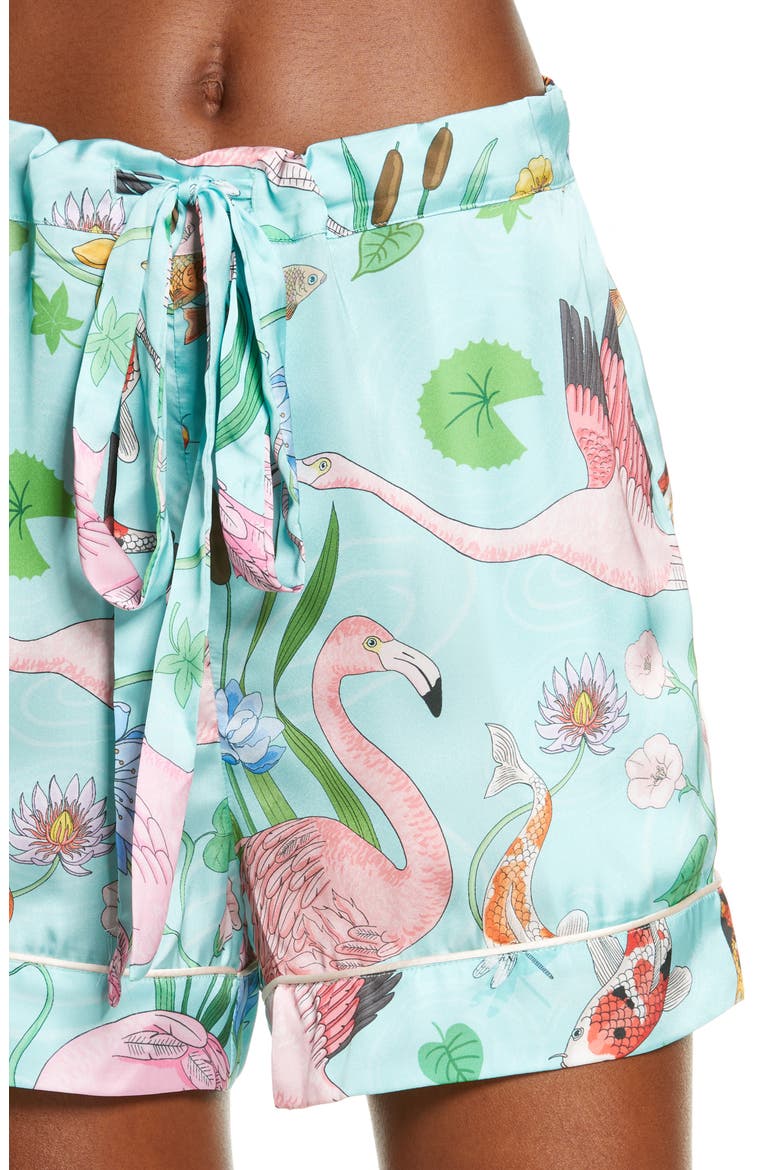 Flamingo Short Pajamas, Alternate, color, TURQUOISE