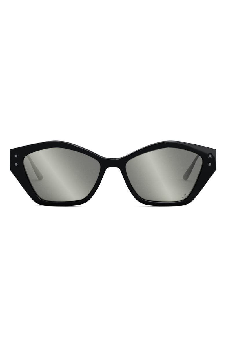 DIOR MissDior S1U 56mm Geometric Sunglasses, Main, color, Shiny Black / Smoke Mirror