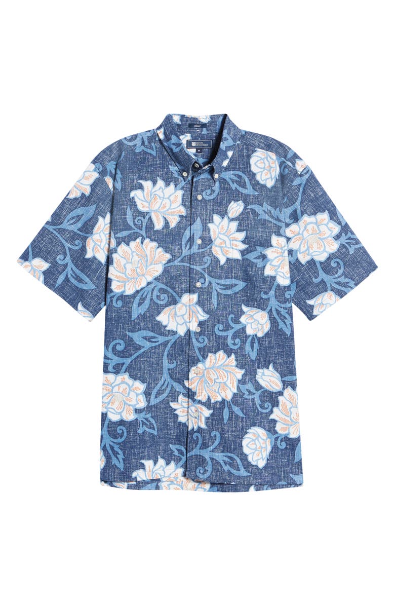 Reyn Spooner Pareo Japonica Floral Short Sleeve Button-Down Shirt, Alternate, color, 