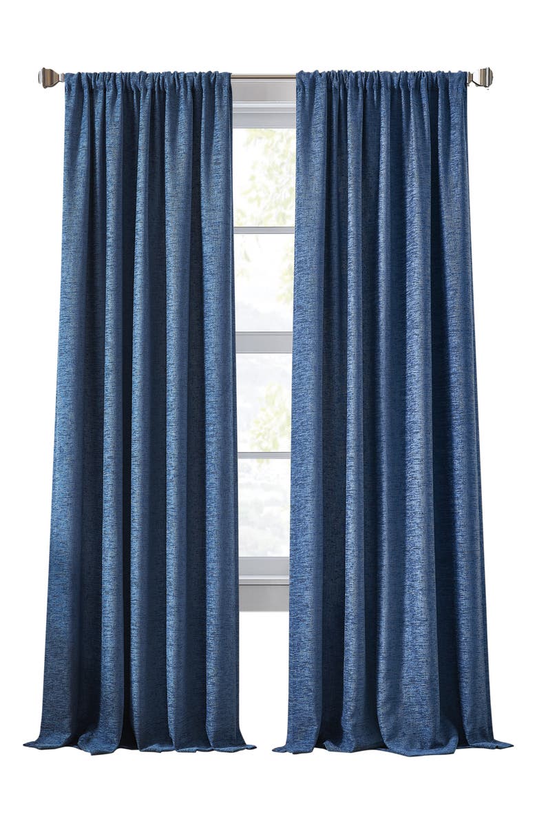 DKNY Set of 2 Bouclé Chenille Curtain Panels, Main, color, Indigo