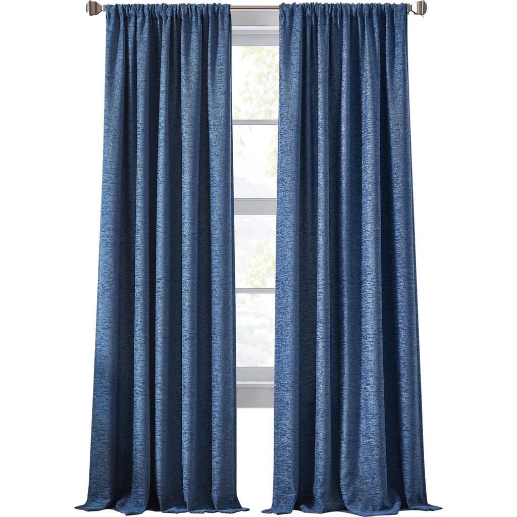 Dkny Set Of 2 Bouclé Chenille Curtain Panels In Indigo
