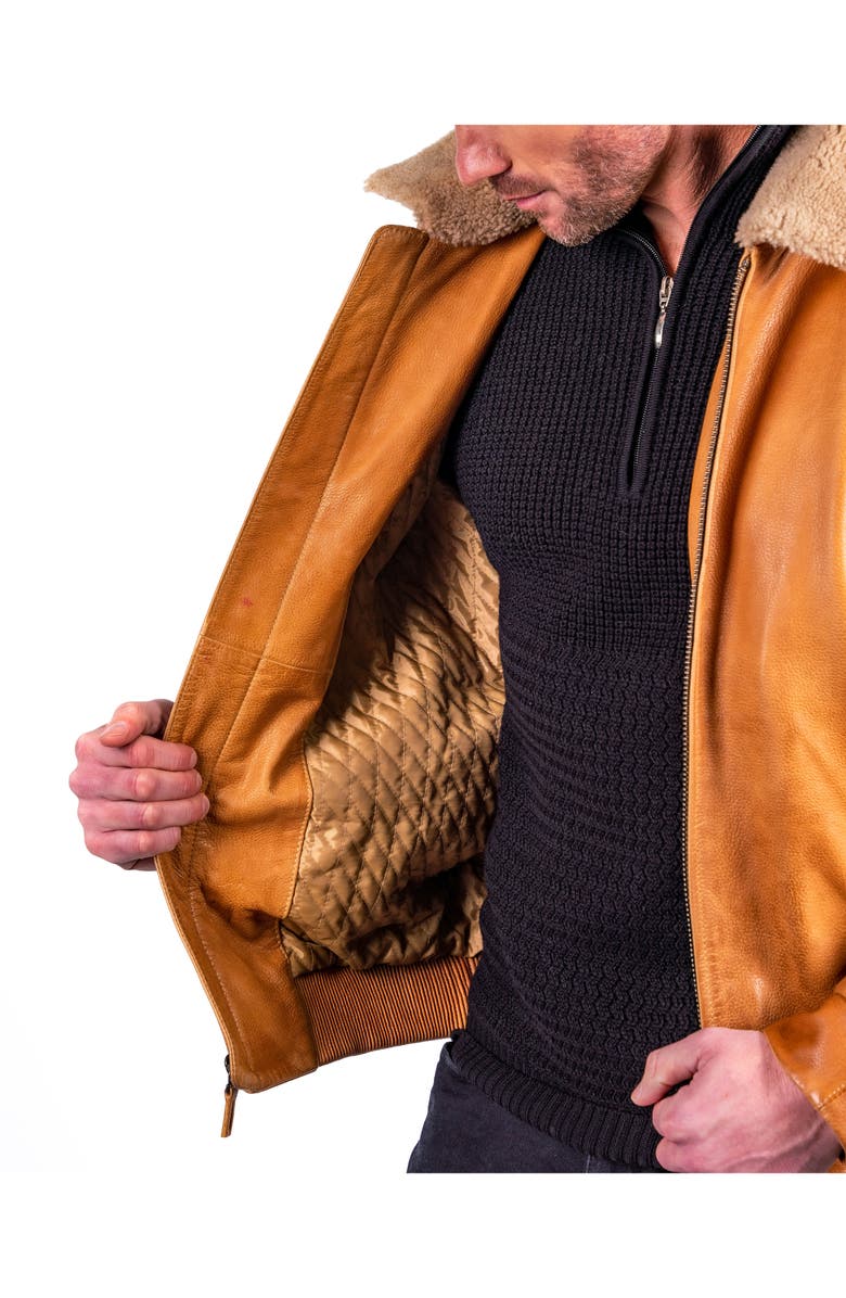 Comstock & Co. Captain Lambskin Leather Jacket, Alternate, color, 