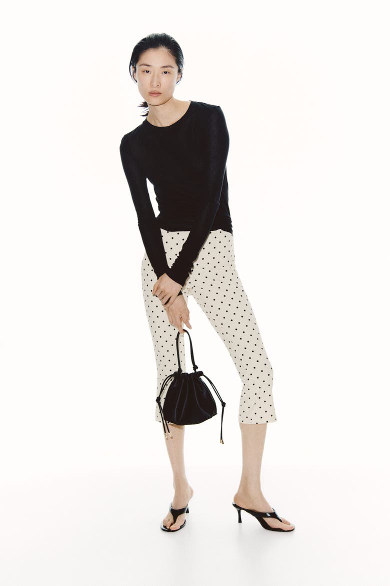 Printed Capri Pants, Alternate, color, Cream/polka dot