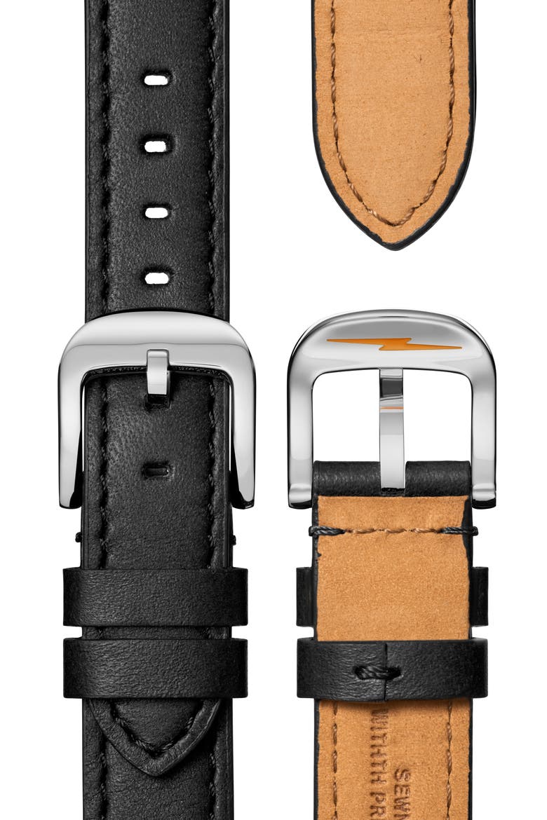 Canfield Leather Strap Watch, 38mm, Alternate, color, BLACK