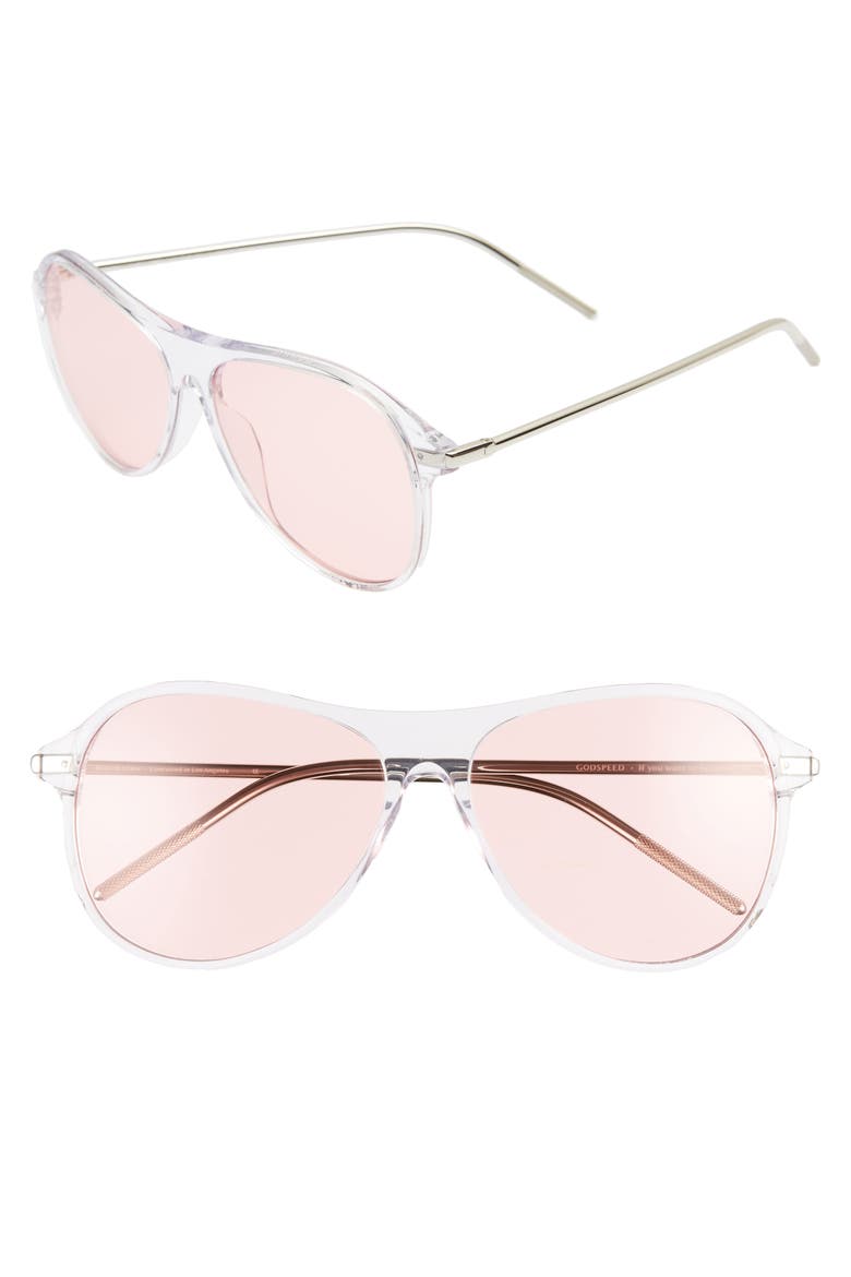 Godspeed 58mm Aviator Sunglasses, Main, color, CLEAR/ PINK