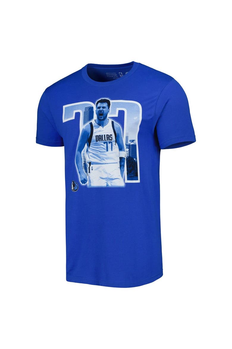 Unisex Stadium Essentials Luka Doncic Royal Dallas Mavericks Player Skyline T-Shirt, Alternate, color, Royal