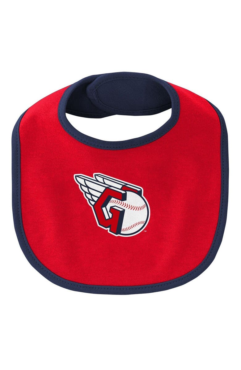 Outerstuff Newborn & Infant Navy/Red Cleveland Guardians Little Champ Three-Pack Bodysuit Bib & Booties Set, Alternate, color, Navy