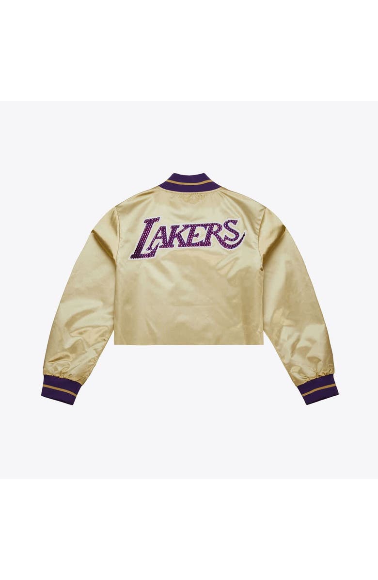 Mitchell & Ness Women's Mitchell & Ness x DANNIJO Gold Los Angeles Lakers Cropped Satin Full-Snap Jacket, Alternate, color, 