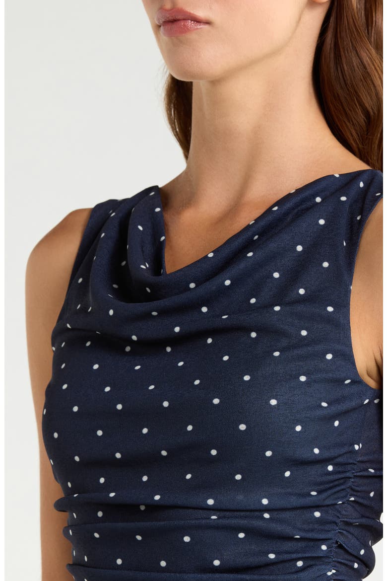 Fete Cowl Neck Tank, Alternate, color, NAVY POLKA DOTS