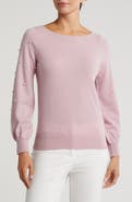 Sofia Cashmere Boat Neck Pearl Sleeve Cashmere Sweater