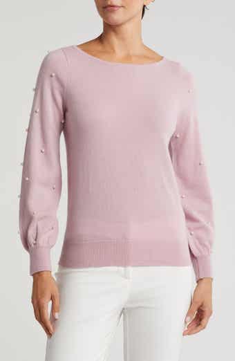 Sofia Cashmere Boat Neck Pearl Sleeve Cashmere Sweater