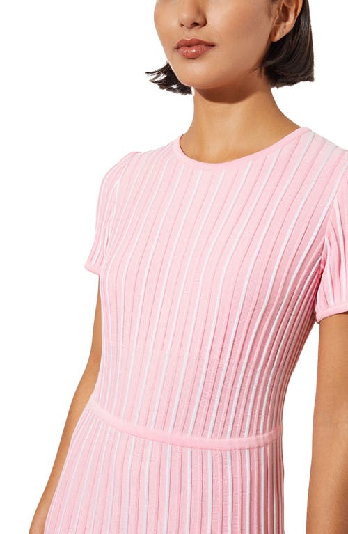 Shop Ming Wang Modern Fit Stripe A-line Knit Dress In Rose/white