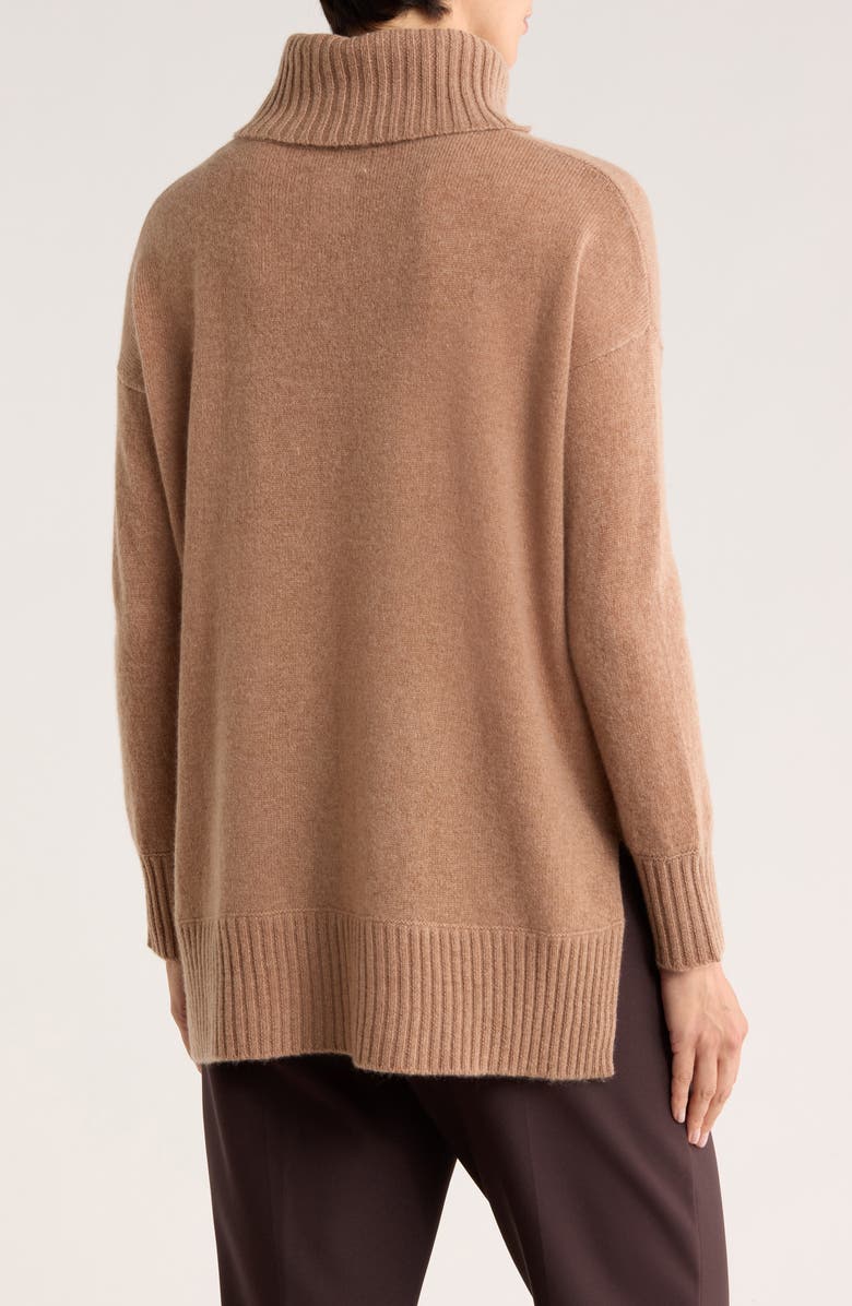 Magaschoni Cashmere Turtleneck Step Hem Sweater, Alternate, color, Toasted Brown