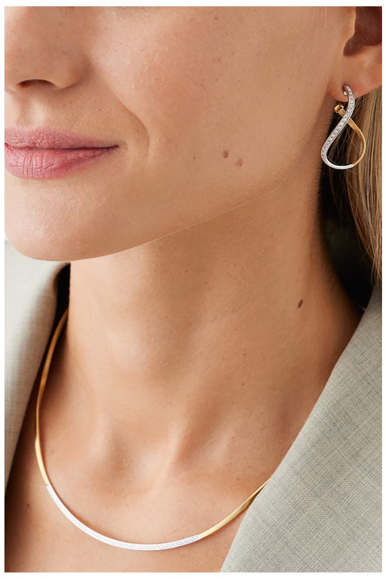 Marrakech Diamond Twist Hoop Earrings, Alternate, color, 18K YELLOW GOLD