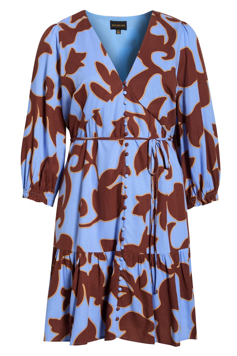 Briley Floral Print Long Sleeve Minidress, Alternate, color, BROWN-BLUE