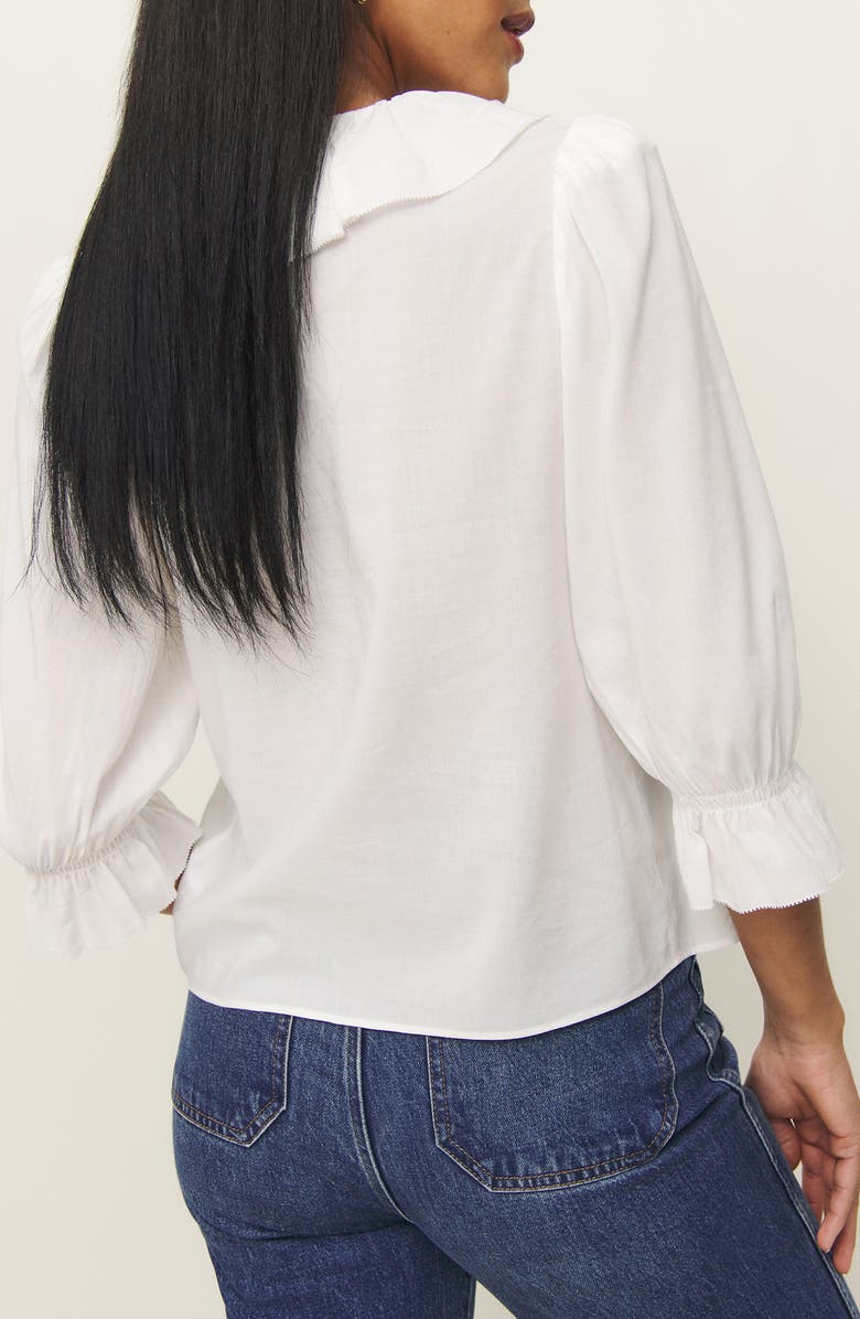 Reformation Perry Ruffle Accent Button-Up Shirt, Alternate, color, 