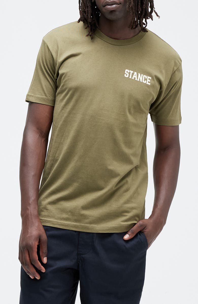 Stance Saddleback Logo Cotton Graphic T-Shirt, Main, color, Military Green