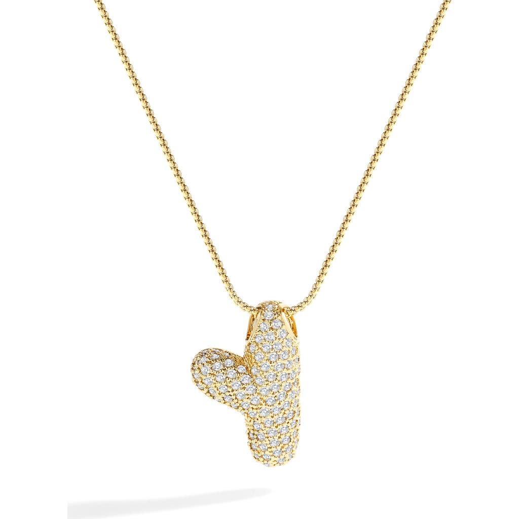 Mint & Lily Pave Bubble Initial Necklace In Gold