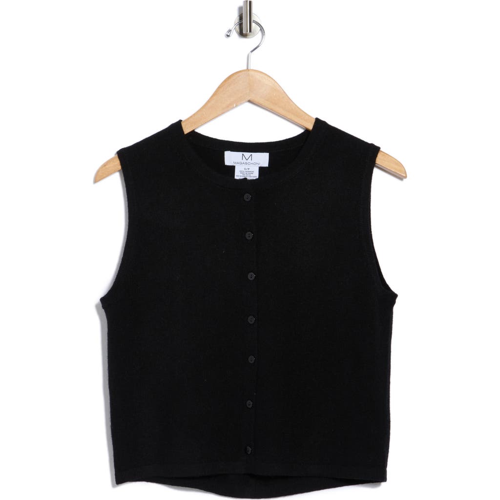 Magaschoni Cashmere Crewneck Crop Sweater Vest In Black