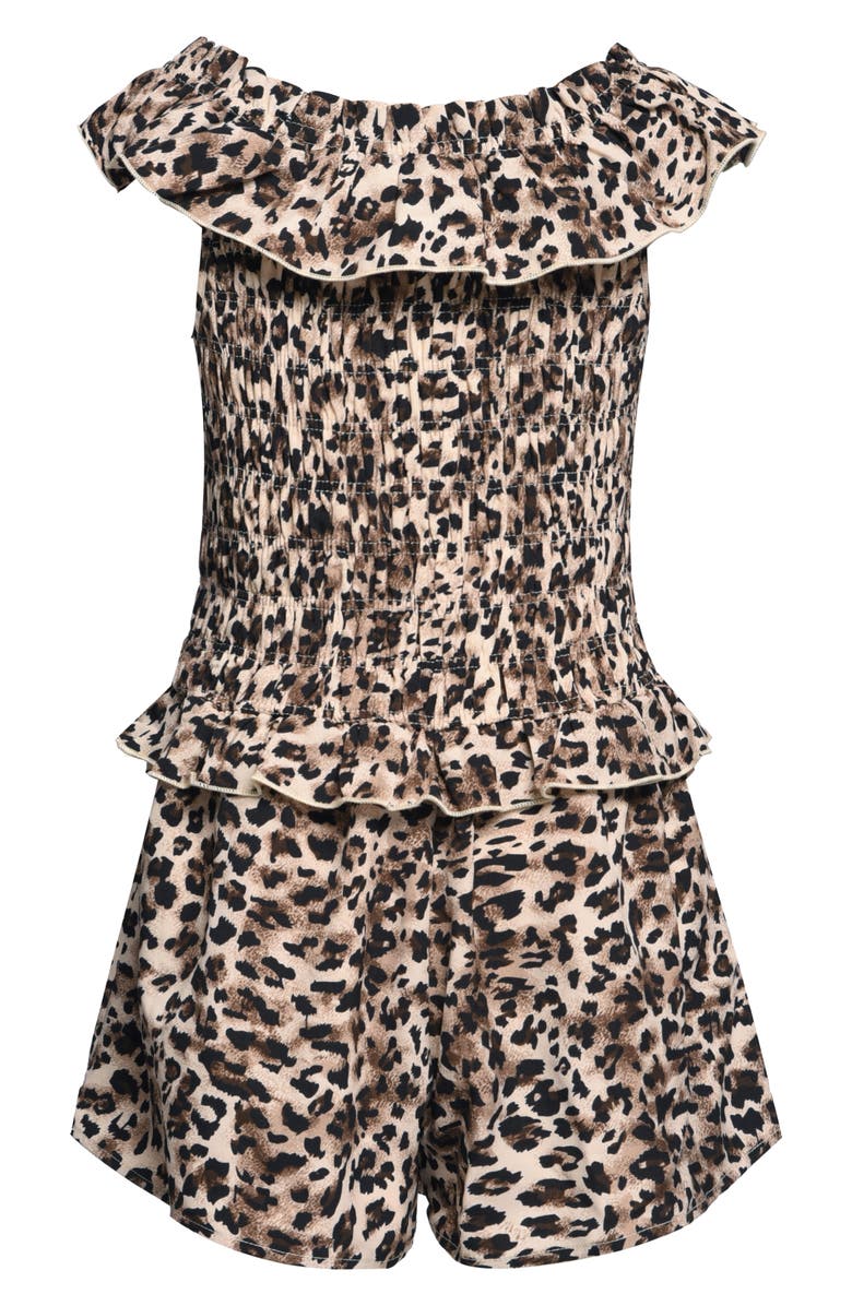 Truly Me Kids' Smocked Animal Print Romper, Alternate, color, 