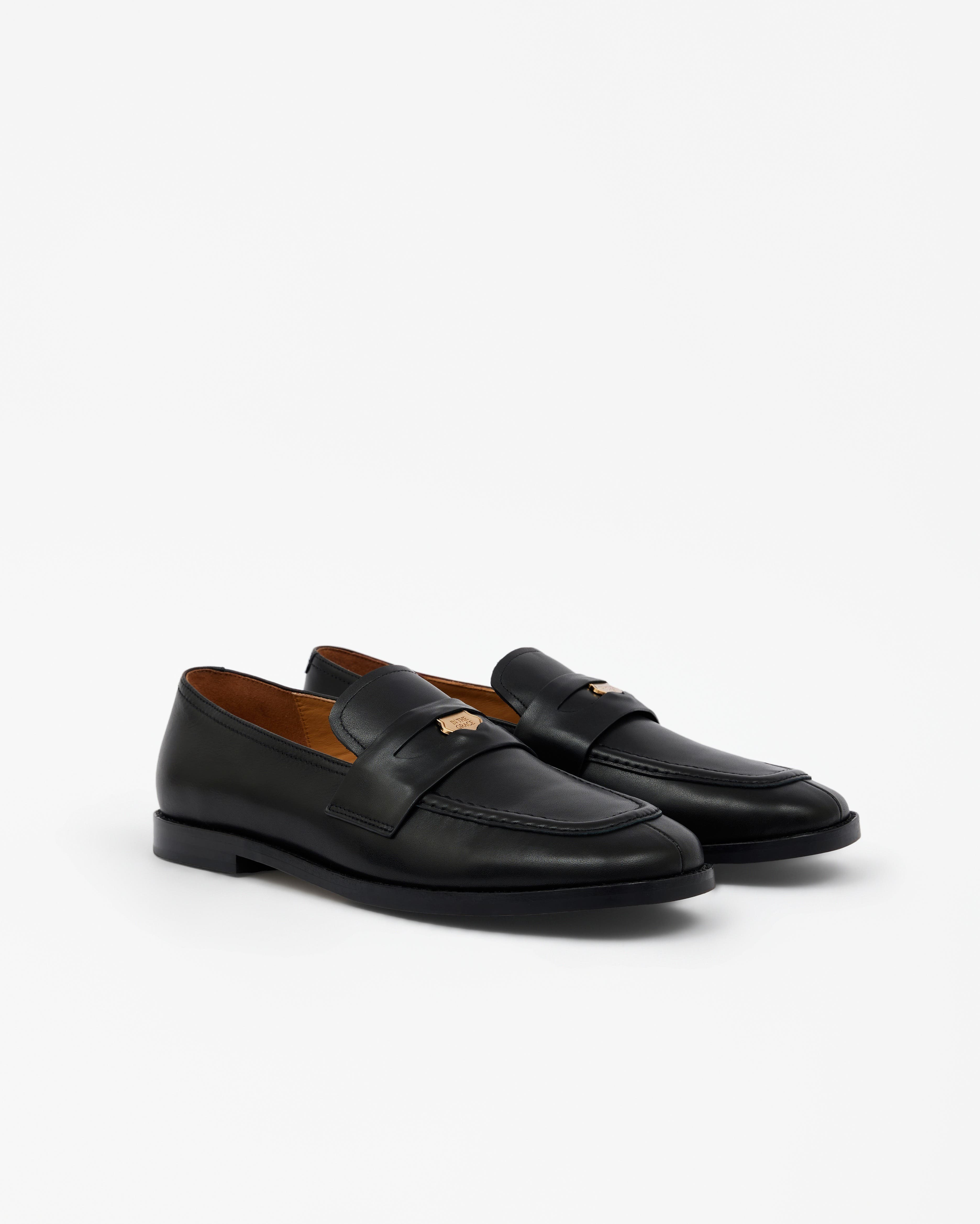 Luciano Leather Loafer, Alternate, color, Black Grace